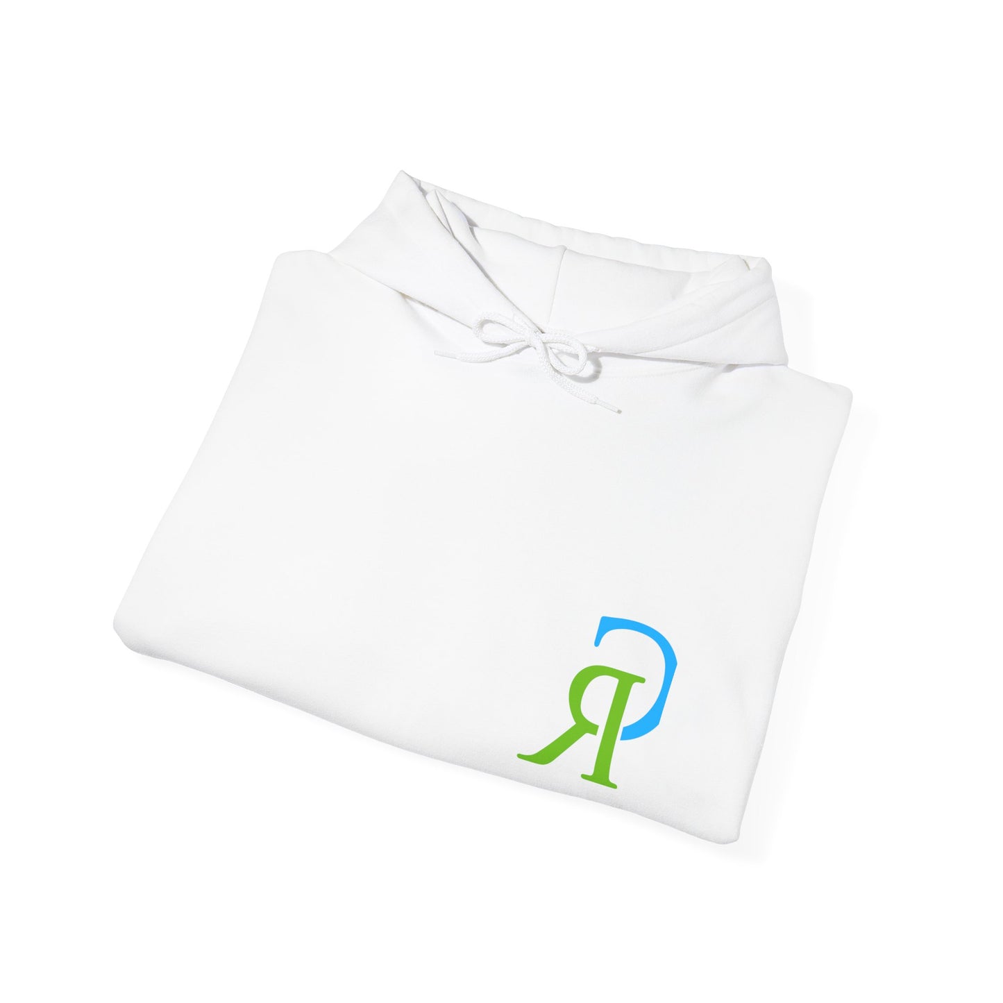 Minimal Monogram Hoodie — Blue & Green 'R' Logo Pullover